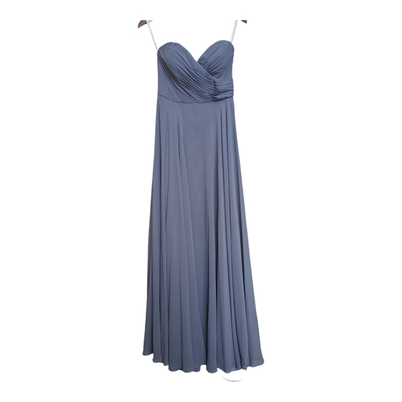 Jenny Yoo Adeline Peri Blue Gray Style 1781 Maxi Dress Size 6 - Picture 3 of 13